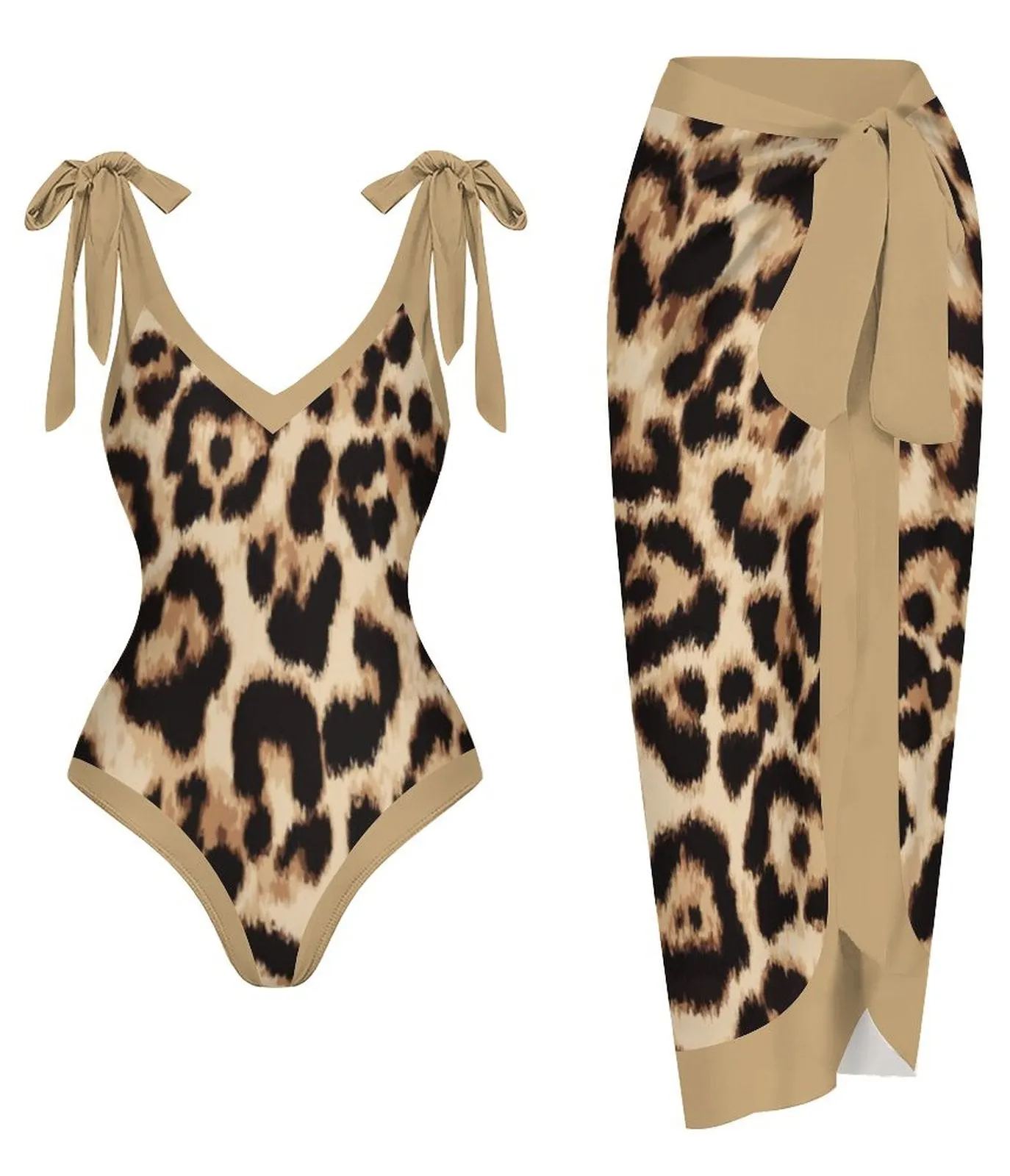 Casual Printed One-Piece Swimsuit And Cover Up 2305104281