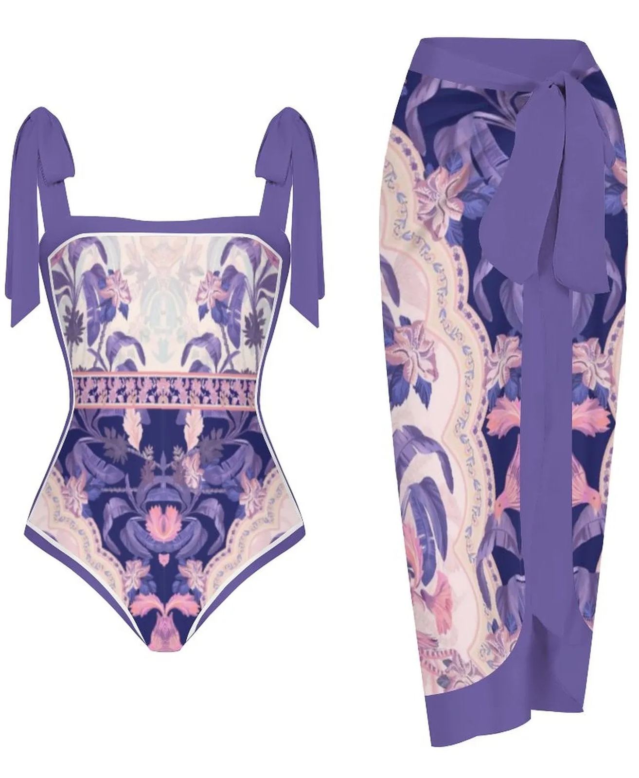 Fashion Printed One Piece Swimsuit And Cover Up 2305105540