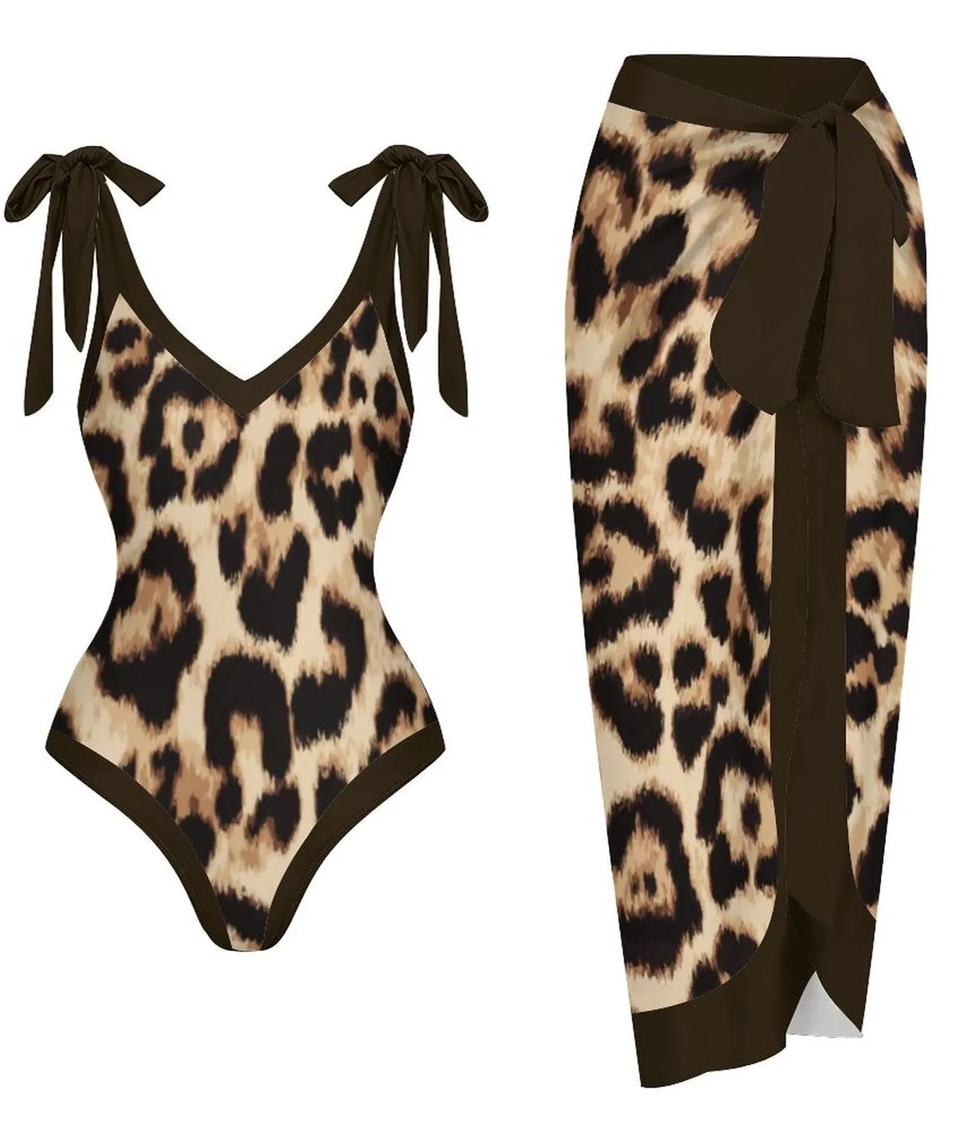 Casual Printed One-Piece Swimsuit And Cover Up 2305104282