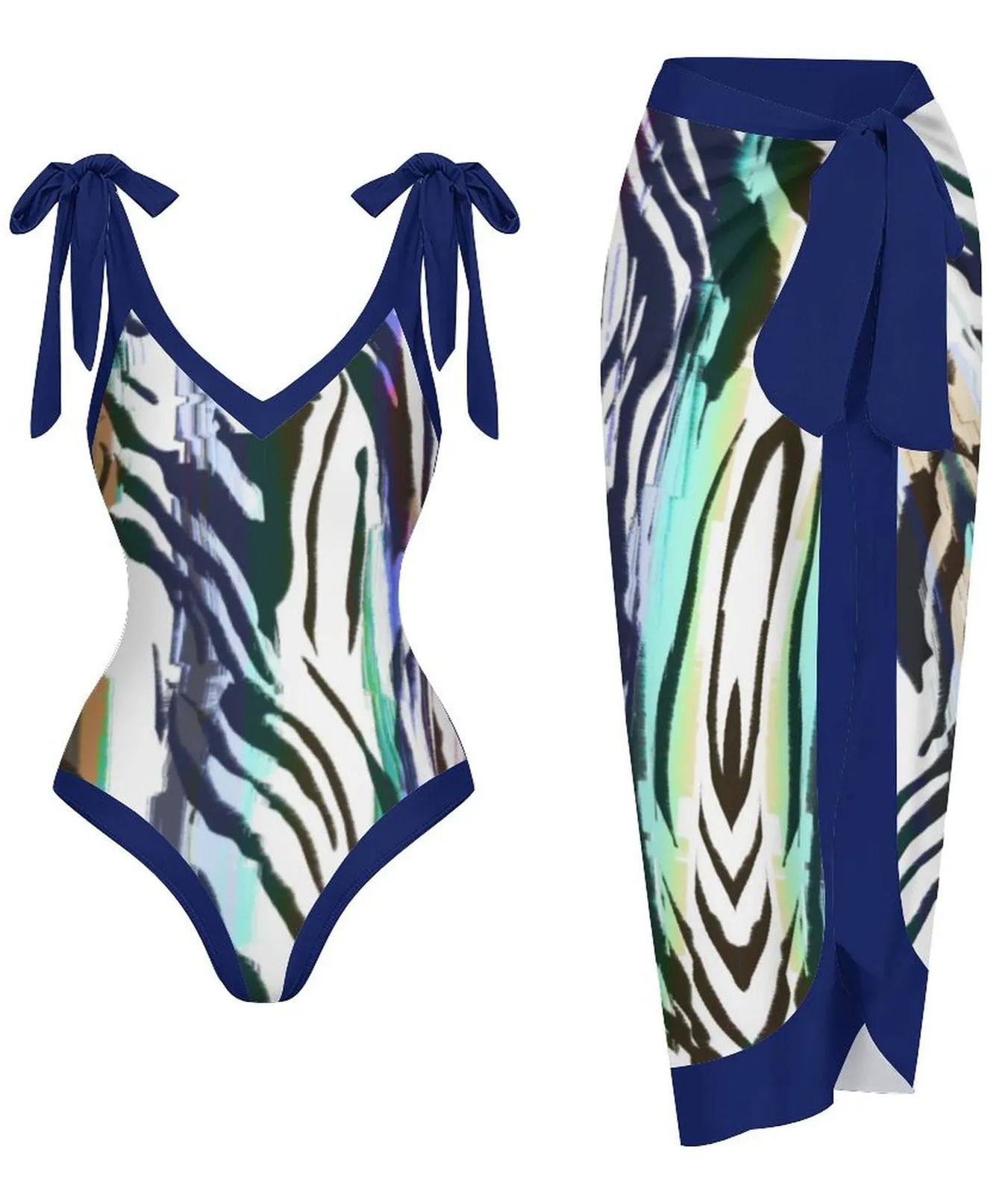 Casual Printed One-Piece Swimsuit And Cover Up 2305104287