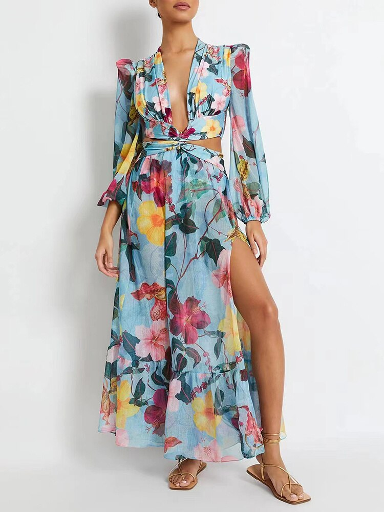 Jasmine Belted Cutout Maxi Dress
