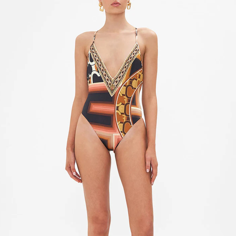 Printed One Piece Swimsuit  and Cover-up