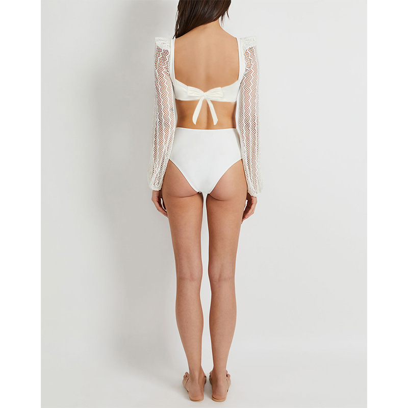 Two Pieces Mesh Paneled Swimsuit and Mesh Skirt