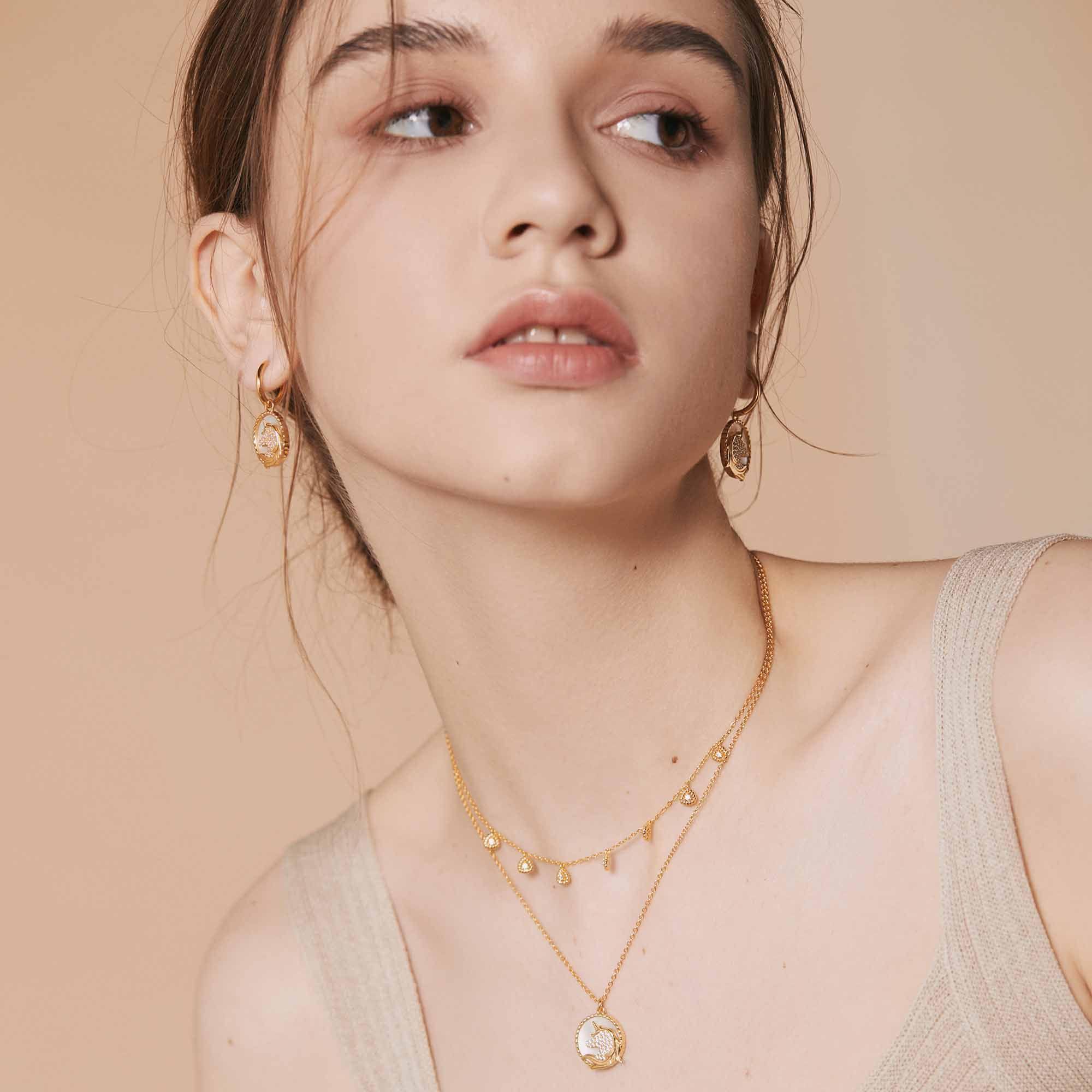 Bamoer Charming 14k Gold Plated Unicorn Set