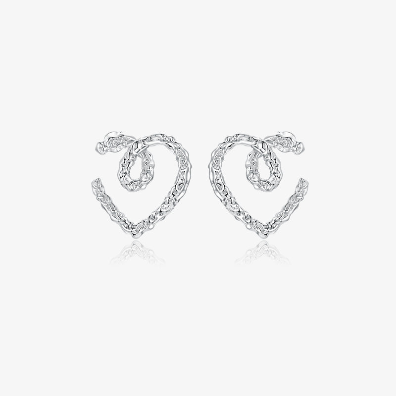 Bamoer Open Heart Silver Earrings
