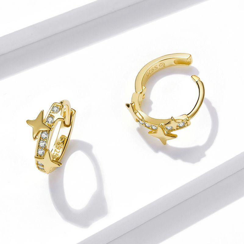 Bamoer Silver Stars Earrings Hoops