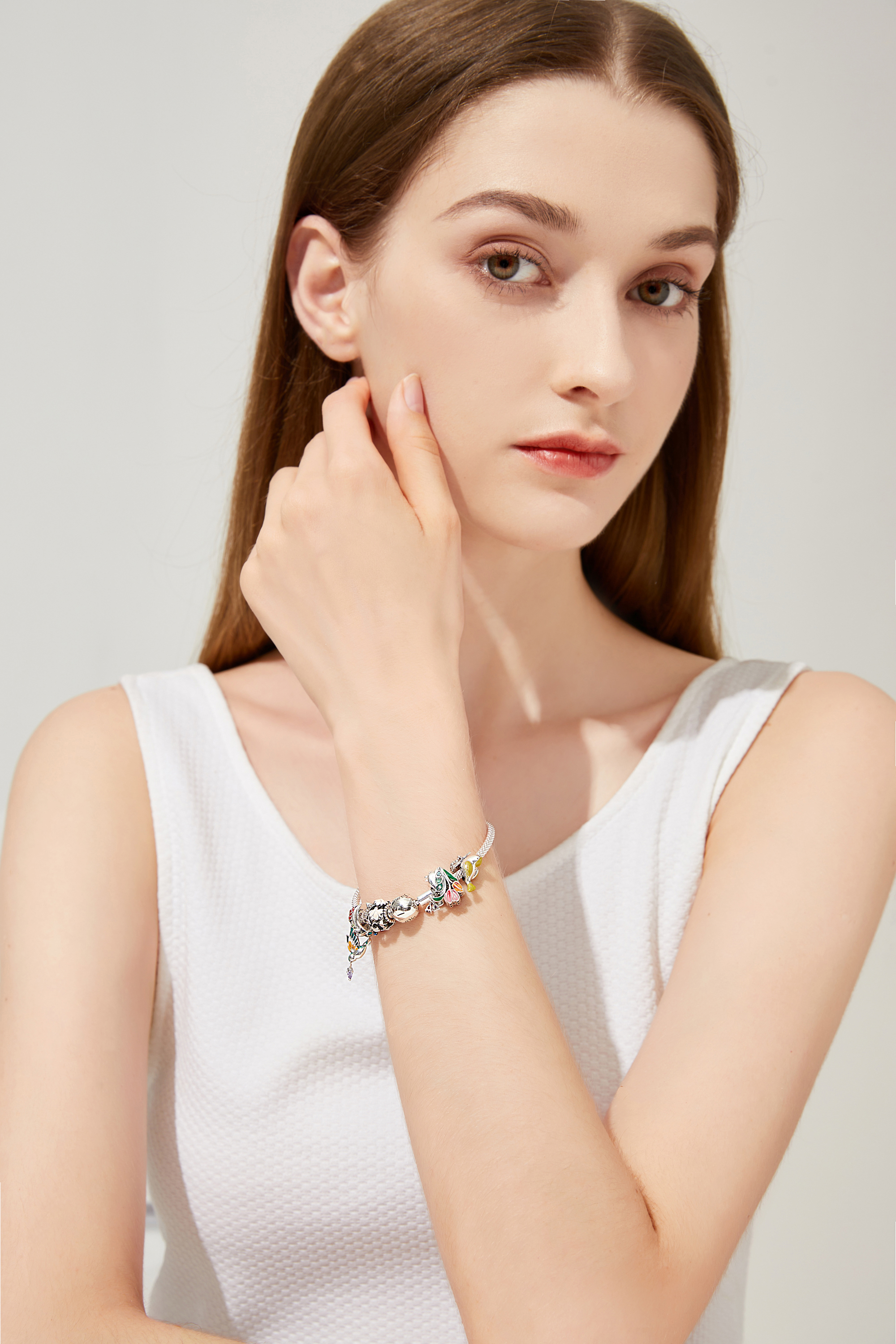 Genuine 925 Sterling Silver Flower & Bird Charms Grain Rain Pendant | Bamoer