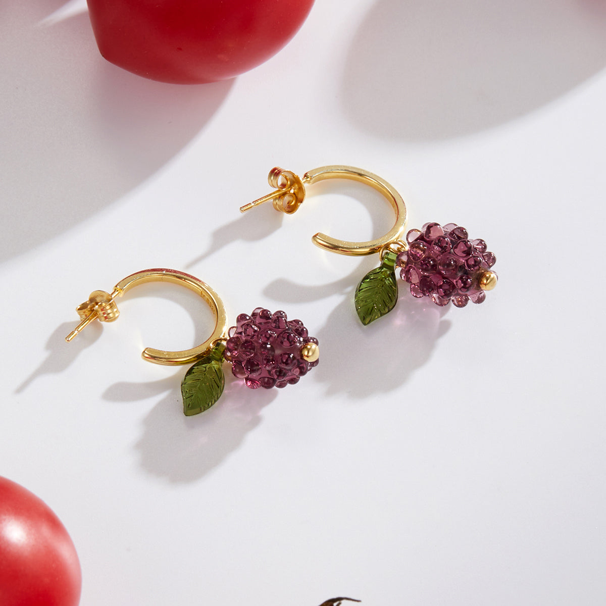 Grape Dangling Earrings Mini Fruit Earrings for Girls Sterling Silver