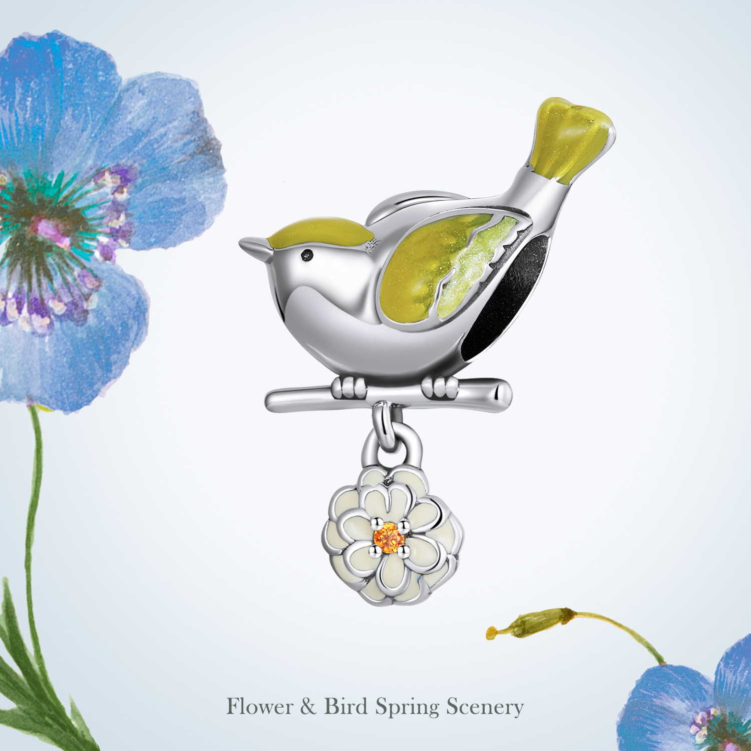 Flowers & Bird Charm-Spring Begins | Bamoer