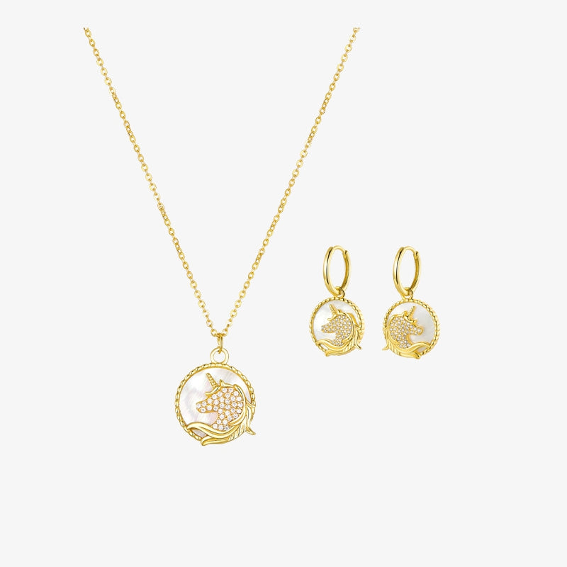 Bamoer Charming 14k Gold Plated Unicorn Set