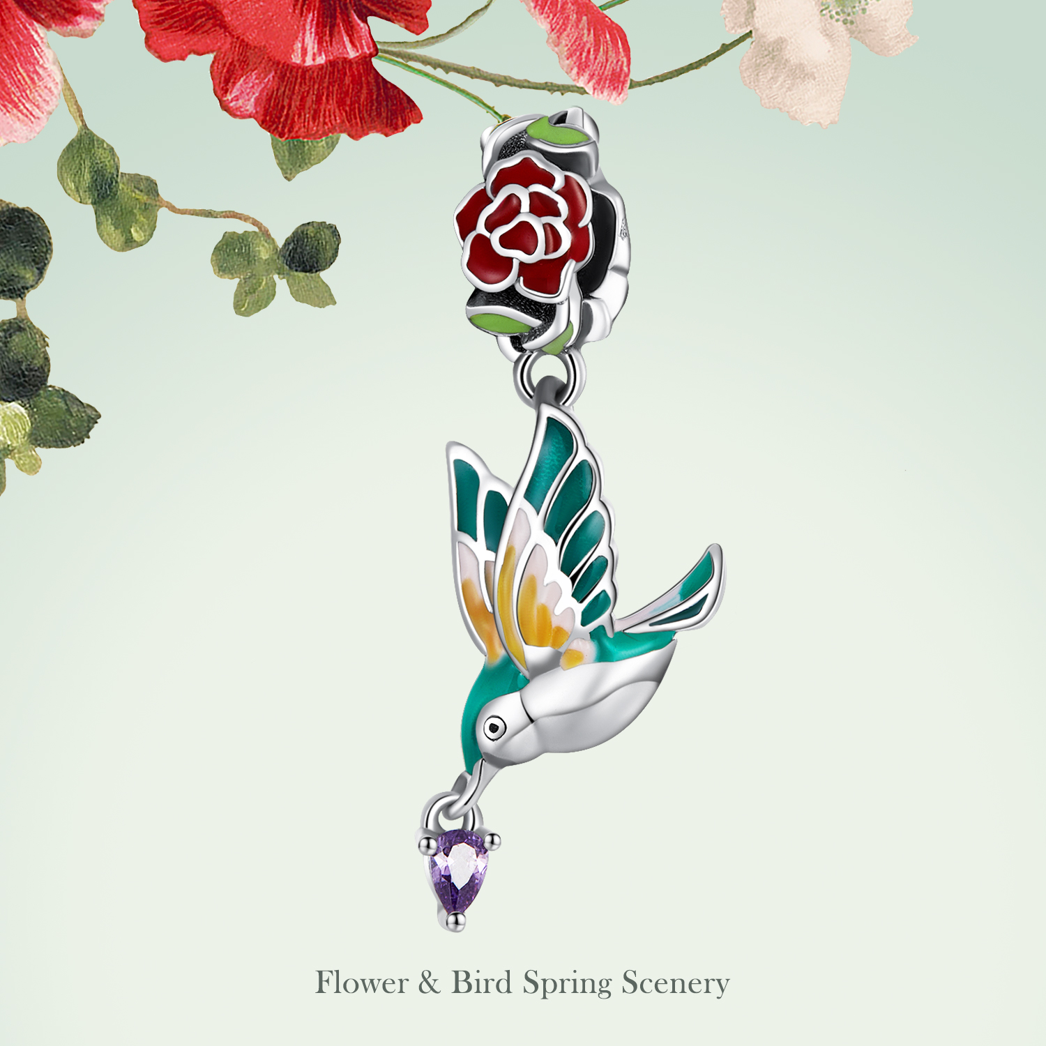 Flowers & Bird Charm-Grain Rain | Bamoer