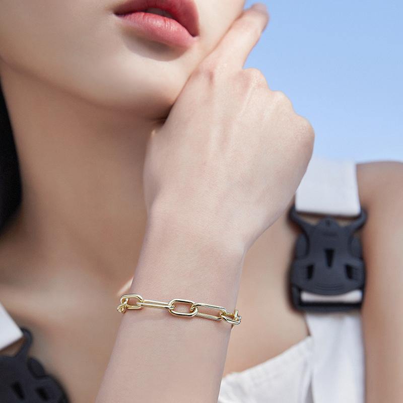 Bold Link Chain Couple Bracelet Silver