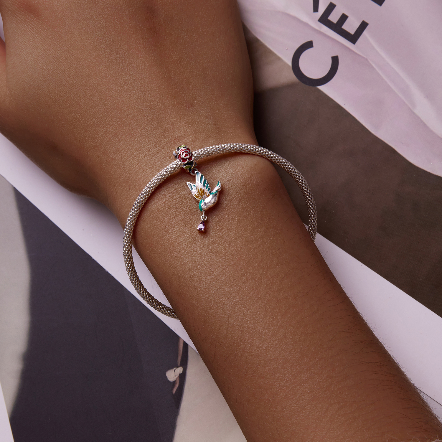 Flowers & Bird Charm-Grain Rain | Bamoer