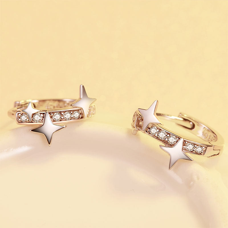 Bamoer Silver Stars Earrings Hoops