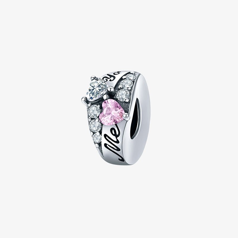Pink Heart Caved Letter Charm Beads