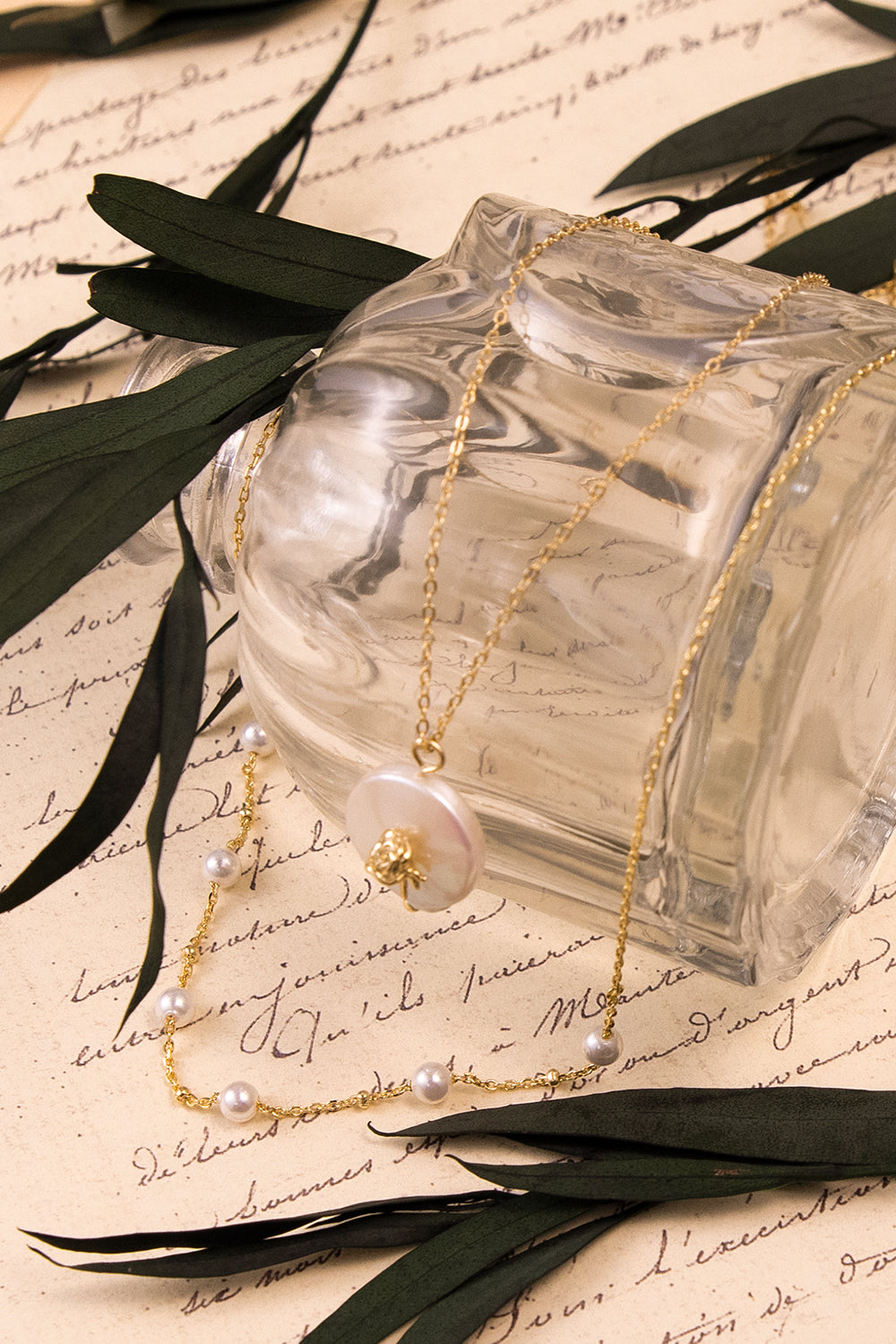 Baroque Rose Pearl Stud Earrings Necklace Set