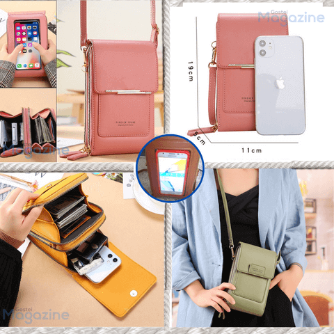 transverse cell phone bag, women's cell phone bag, cell phone bag with strap, mini cell phone bag, shoulder bag,