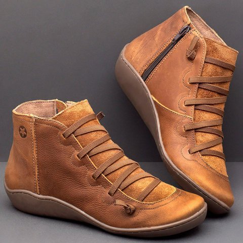 Comfortable Women's Vintage Lace-Up Leather Boots