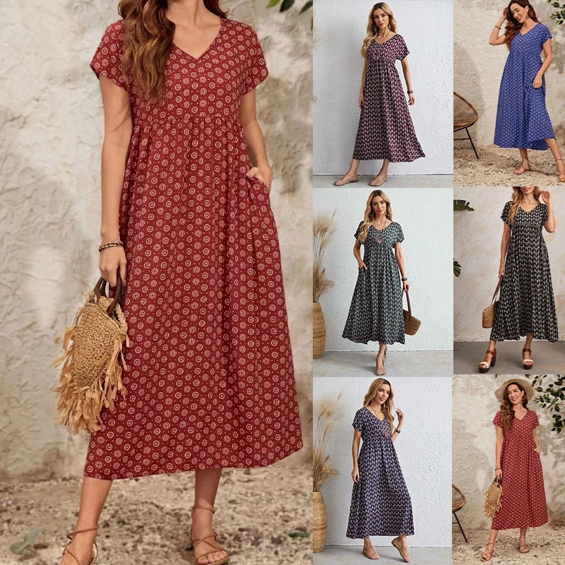 🌸LAST DAY SALE 70% OFF🌸2023 NEW Vintage Comfortable Cotton Linen V-neck dress