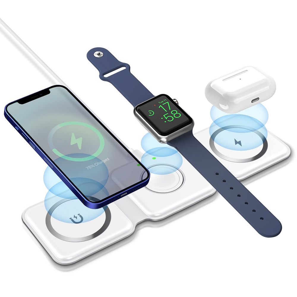 ZEERA MegFold: World's Most Portable 3-in-1 Foldable Travel MagSafe Wireless Charger for iPhone 14,Apple Watch & AirPods