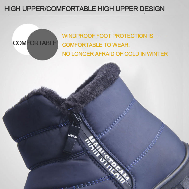 ZITTOR Men's Waterproof Warm Cotton Zipper Snow Ankle Boots