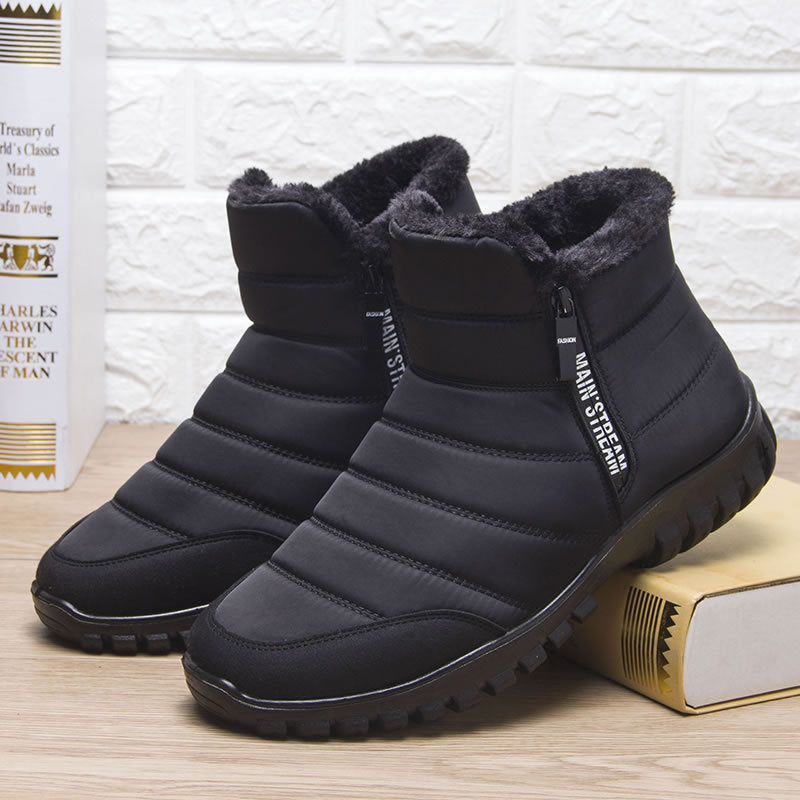 ZITTOR Men's Waterproof Warm Cotton Zipper Snow Ankle Boots