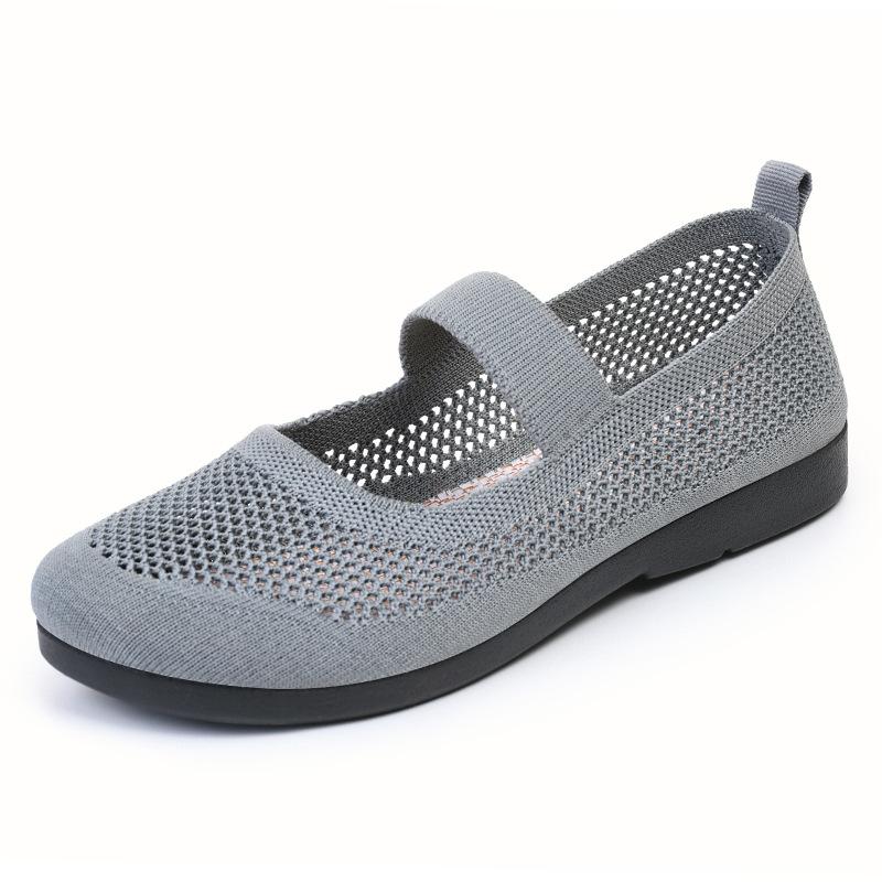 Flat casual breathable openwork flying weaving shoes