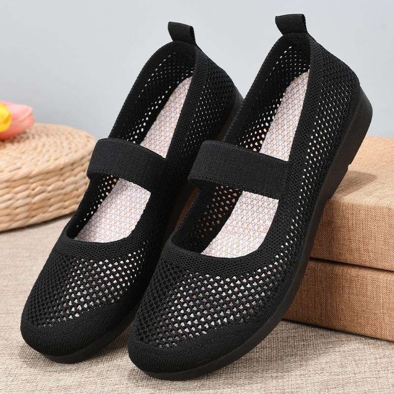 Flat casual breathable openwork flying weaving shoes