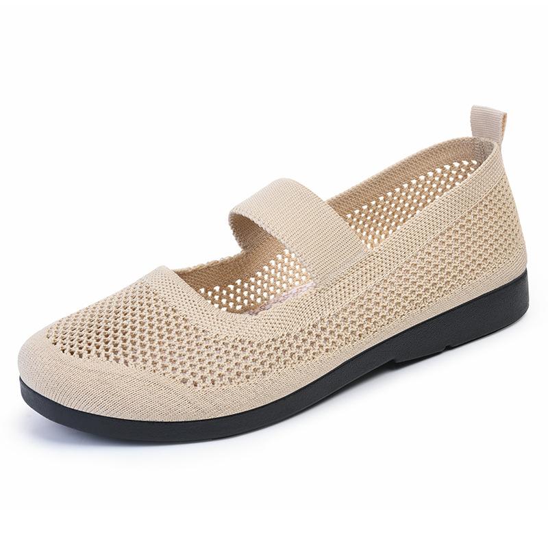 Flat casual breathable openwork flying weaving shoes