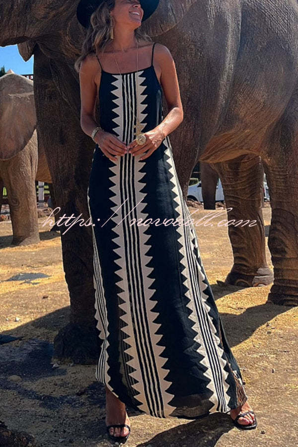 Take A Trip Ethnic Print Backless A-line Maxi Dress