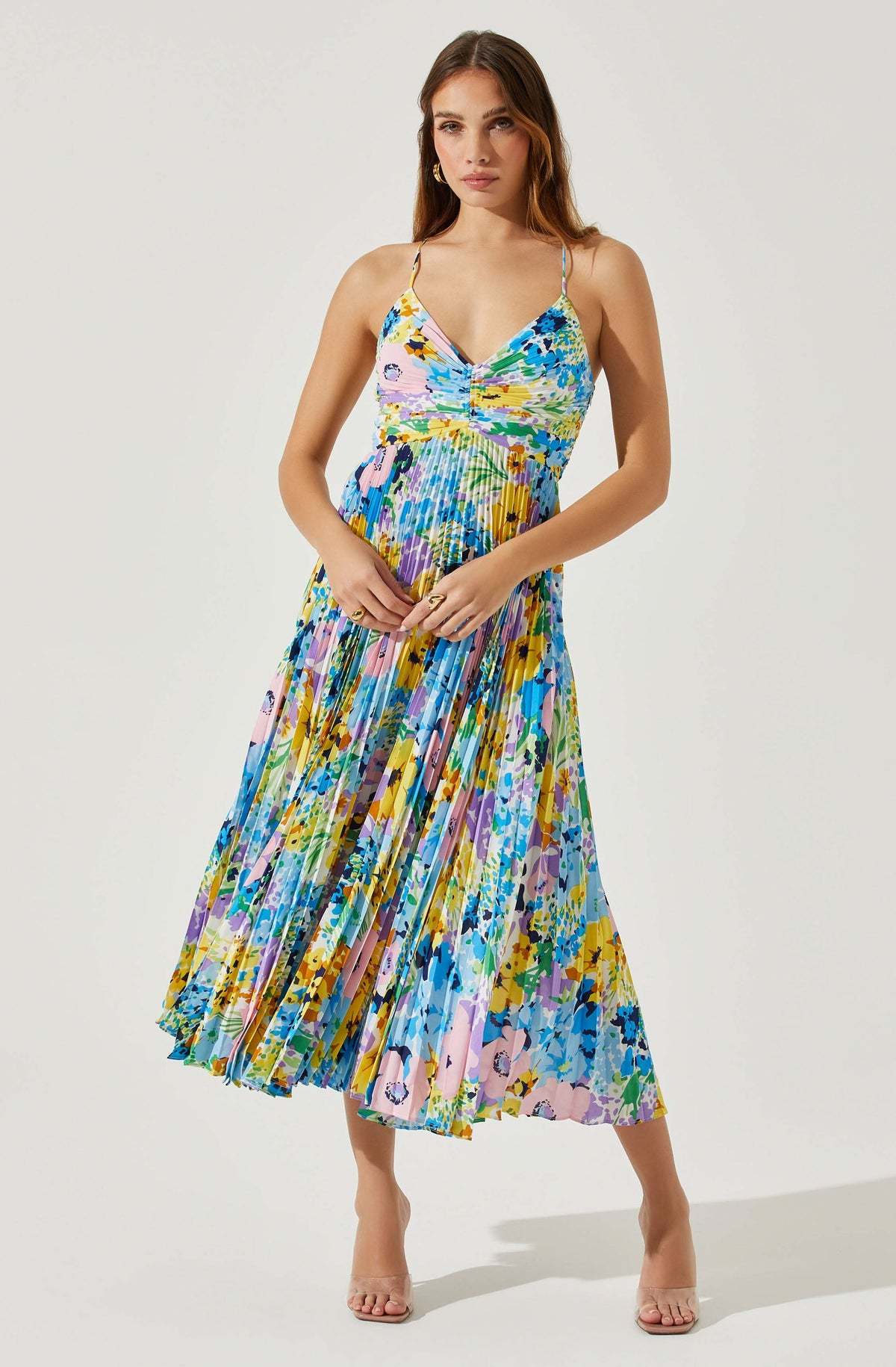 Club Chic Casual Pleated Print Dress