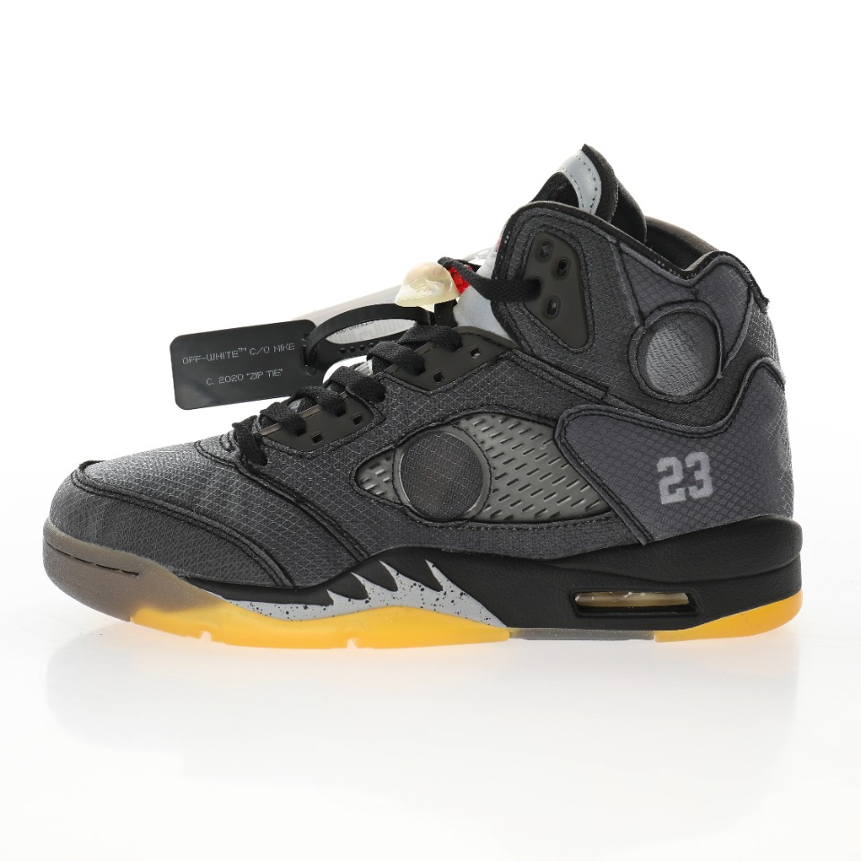 Off-White™ x Air Jordan Retro 5"Black/Muslin-Fire Red"