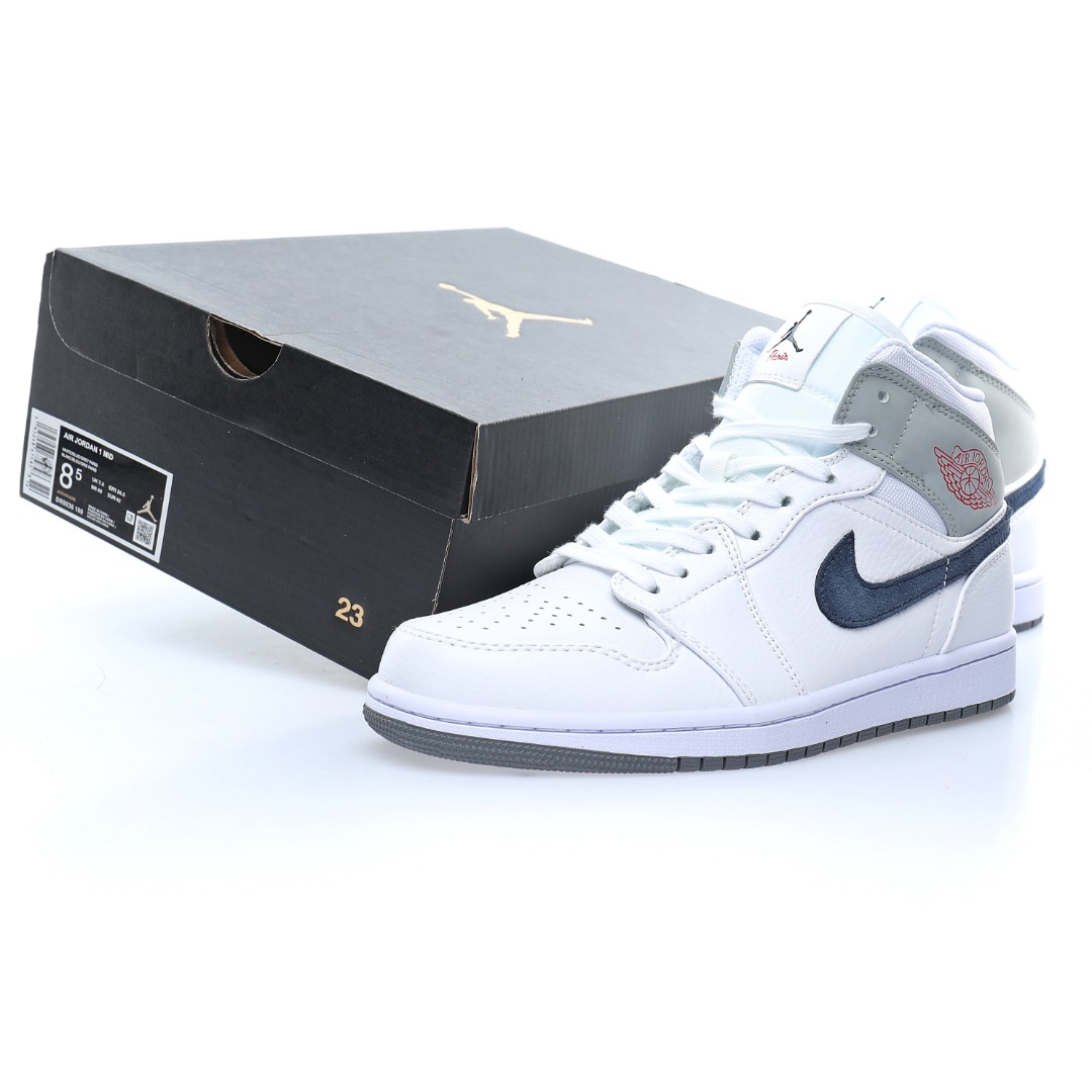 Nike Air Jordan 1 Mid"White/Grey/Navy"