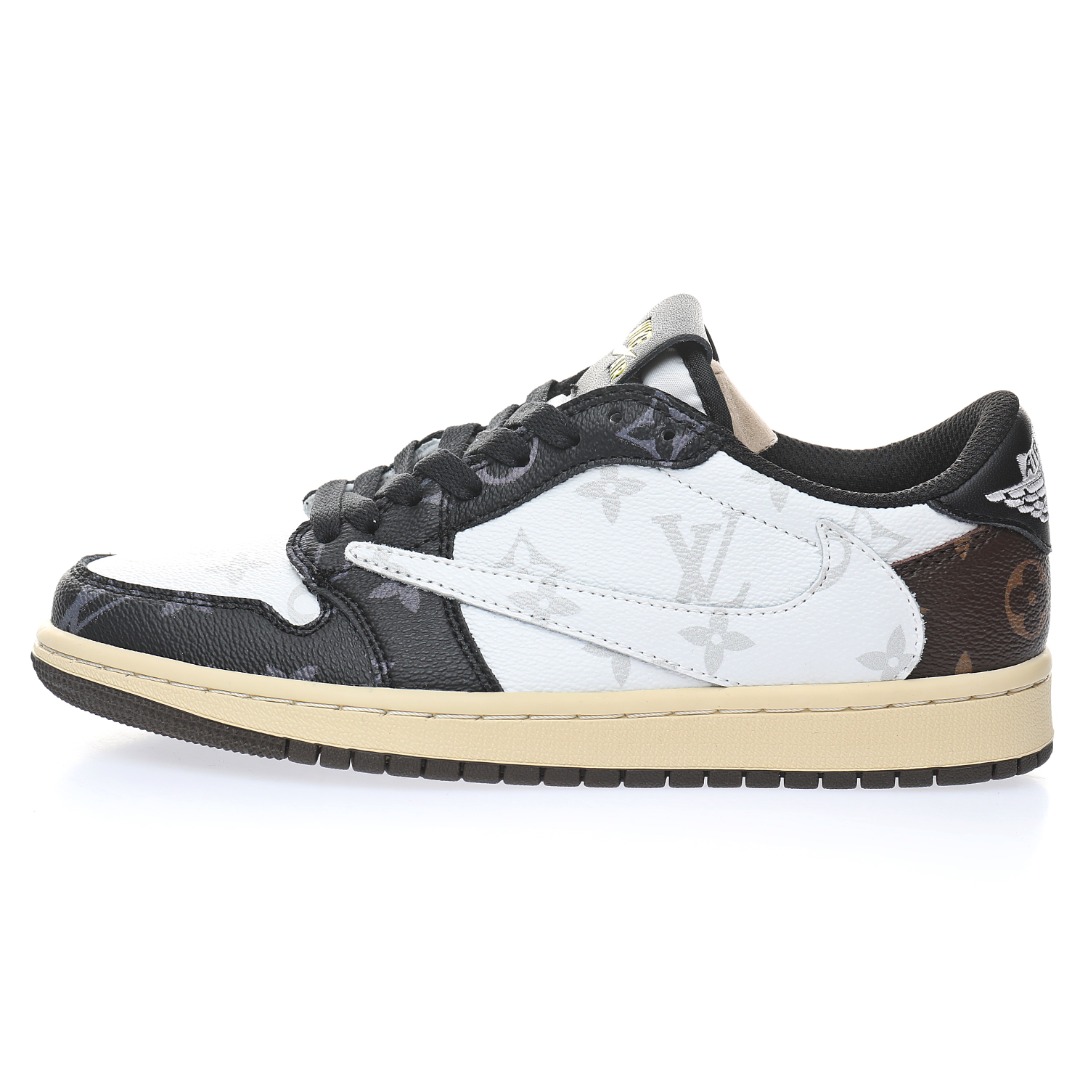 Louis Vuitton x Travis Scott x Nike Air Jordan 1 Low OG SP"Black/White/Monogram"