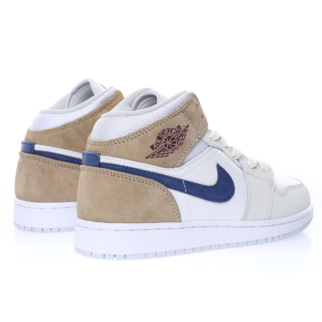 Nike Air Jordan 1 Mid"White Tan Navy"