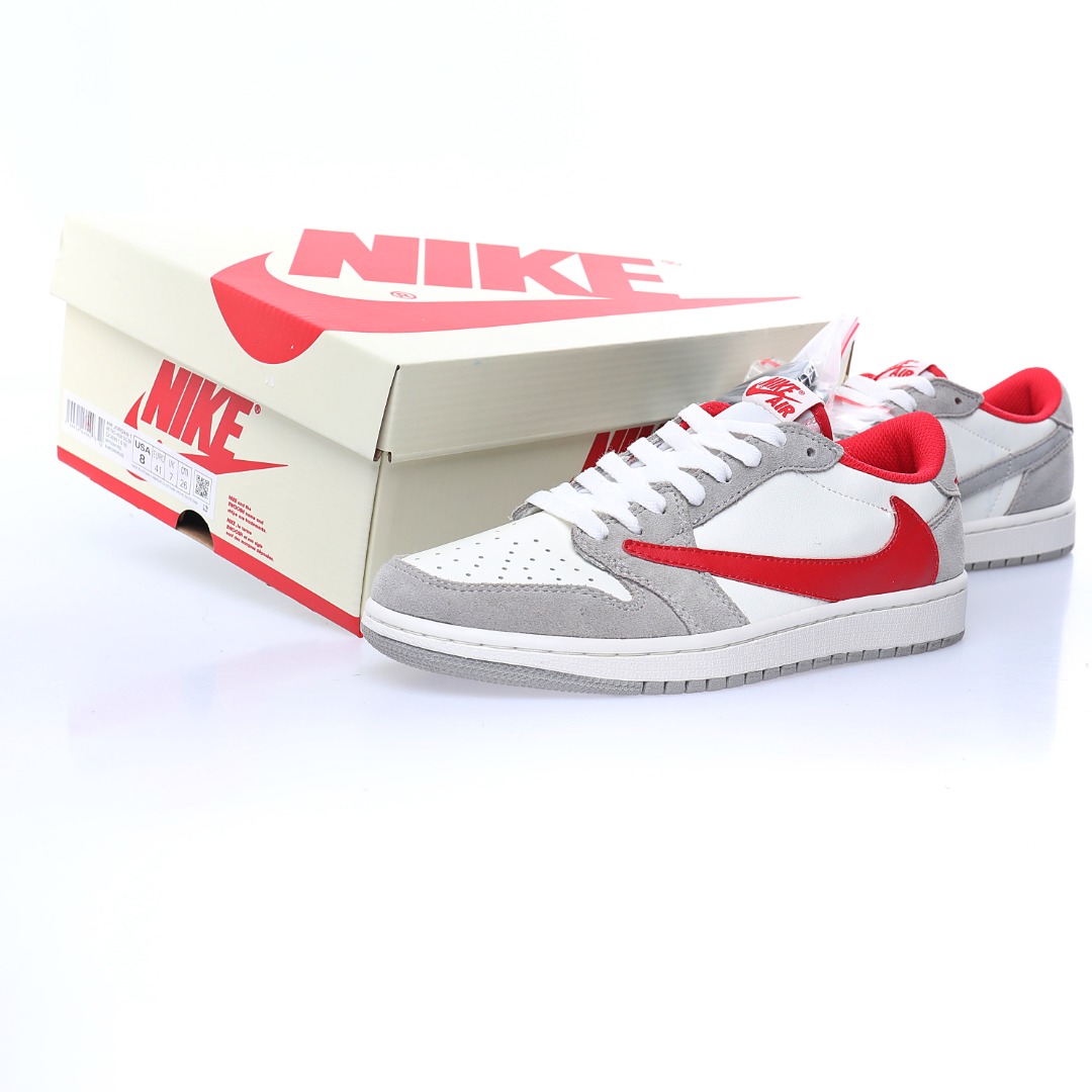 fragment design x Travis Scott x Nike Air Jordan 1 Low OG SP"Grey/White/Red"