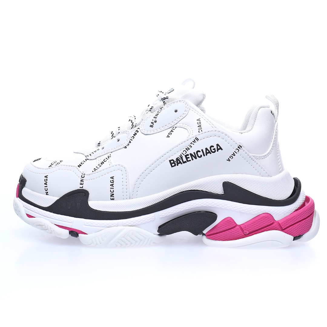 Balenciaga Triple S Clear Sole Sneaker"White/Pink/Black LOGO"