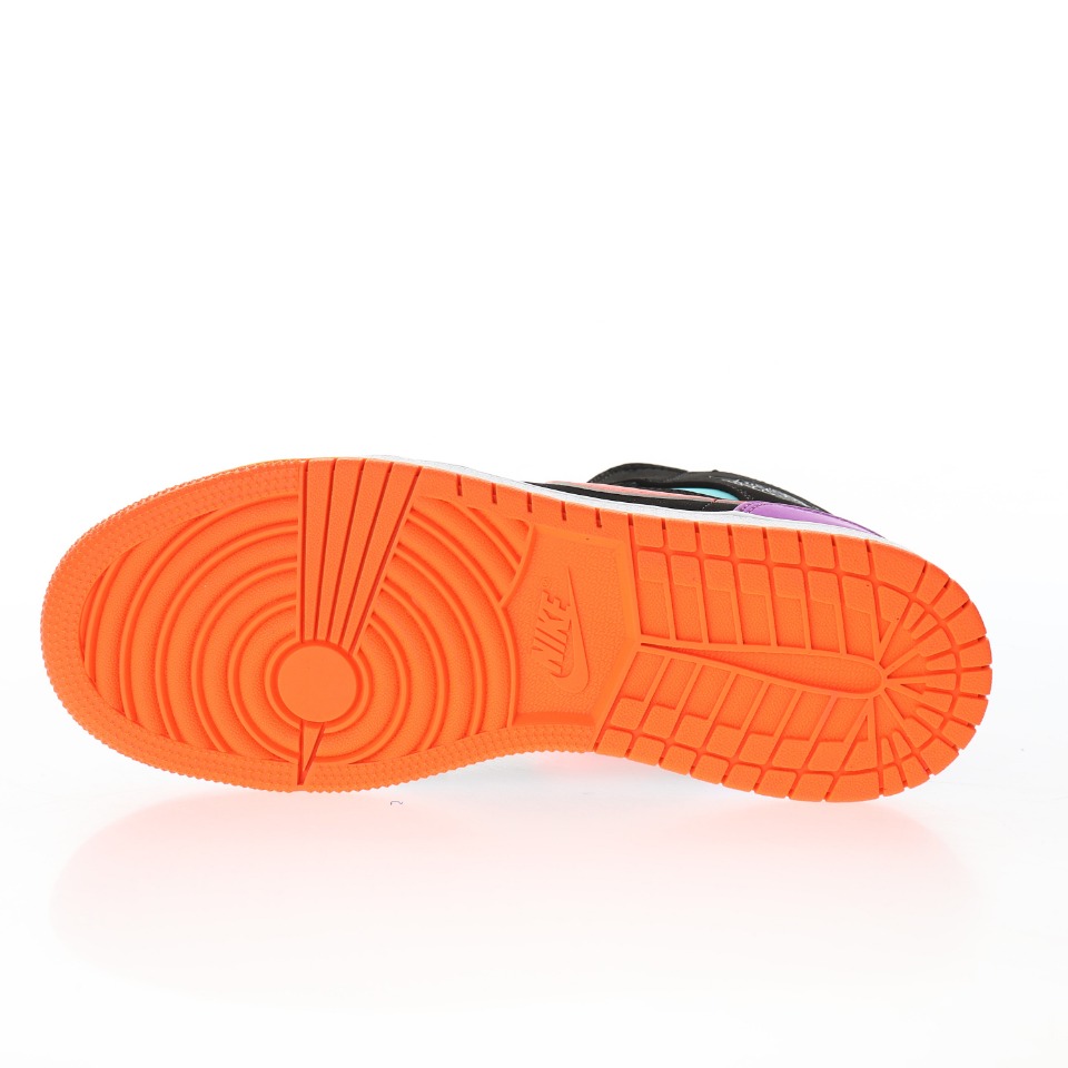 Air Jordan 1 Mid SE GS "Black Orange Purple Multi-Color"