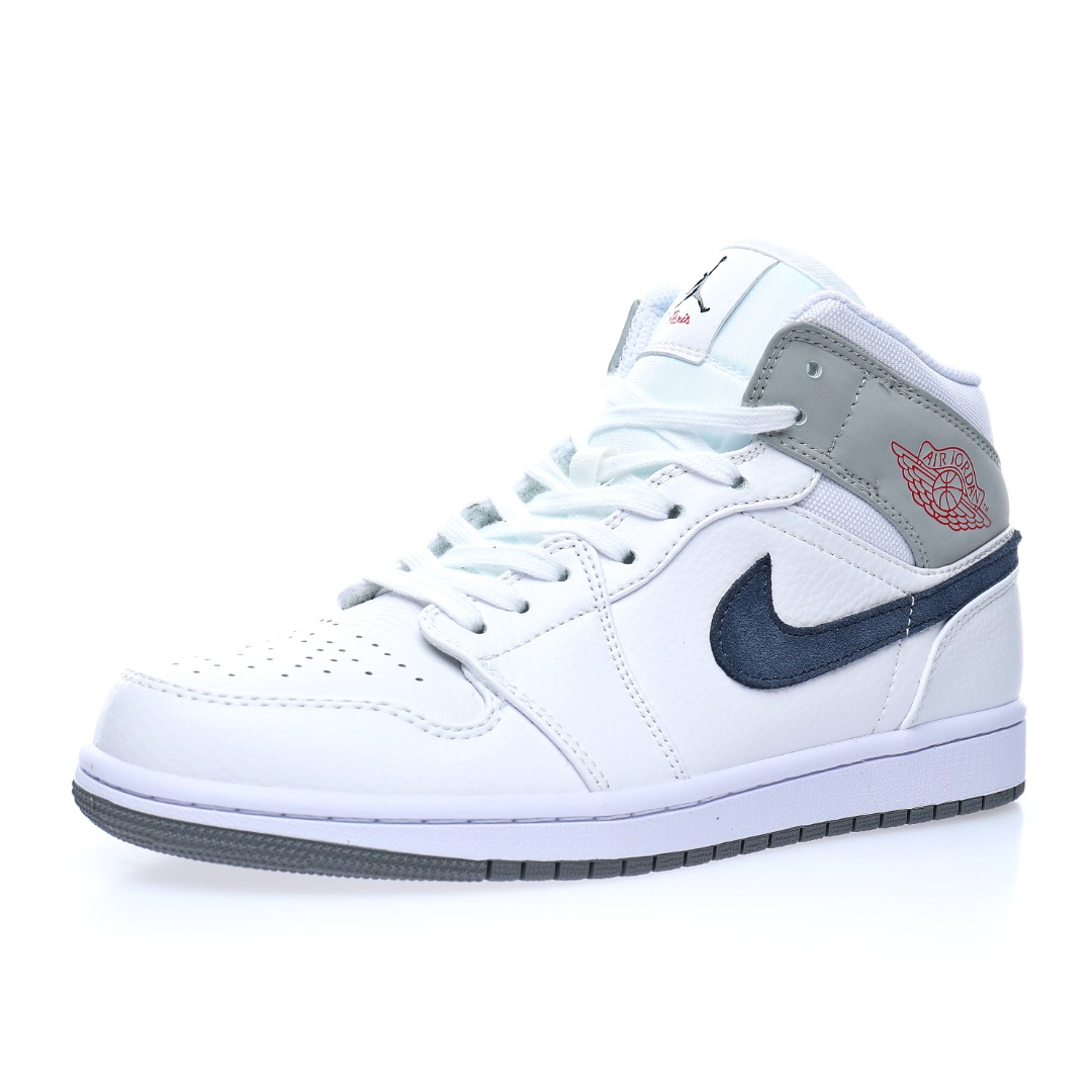 Nike Air Jordan 1 Mid"White/Grey/Navy"