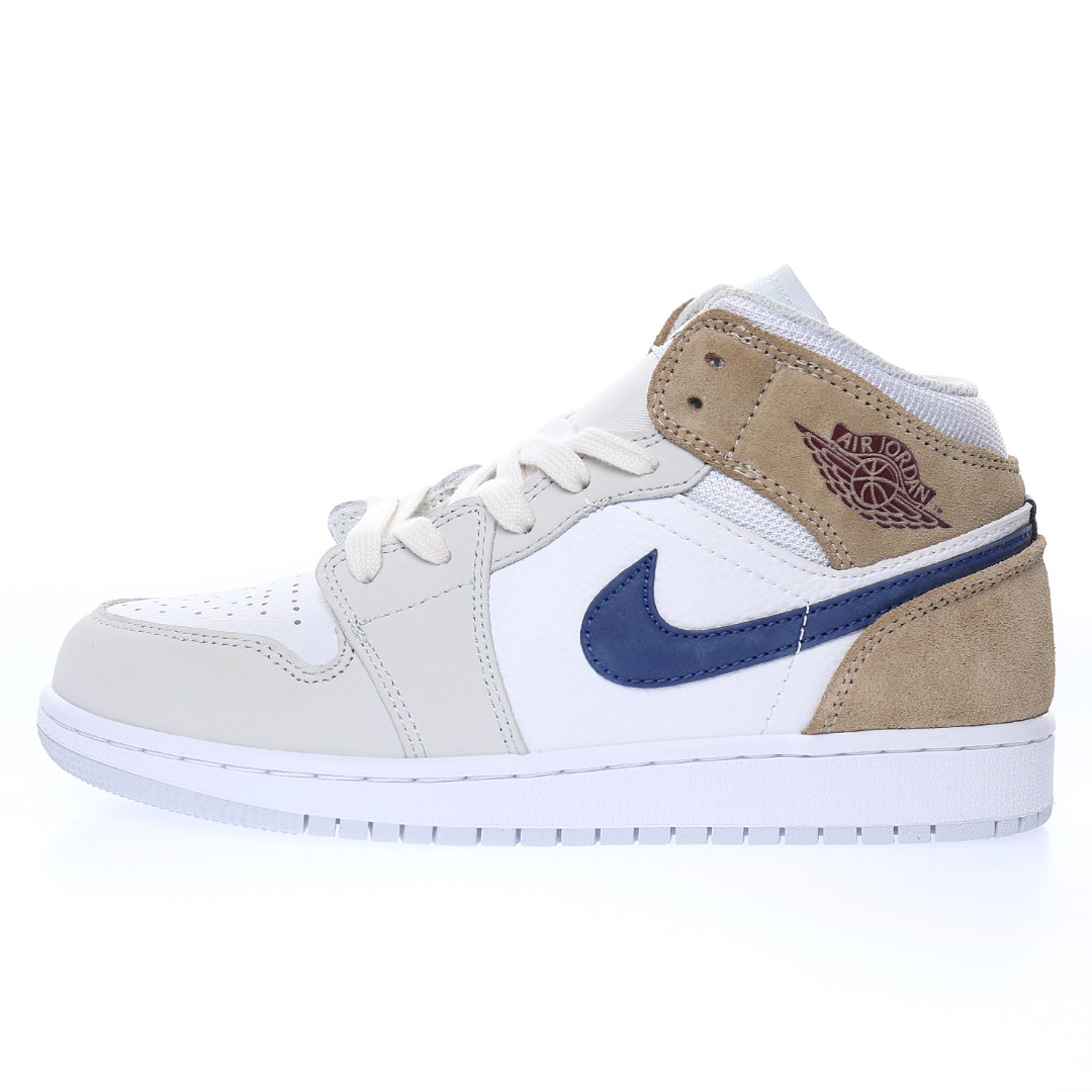Nike Air Jordan 1 Mid"White Tan Navy"