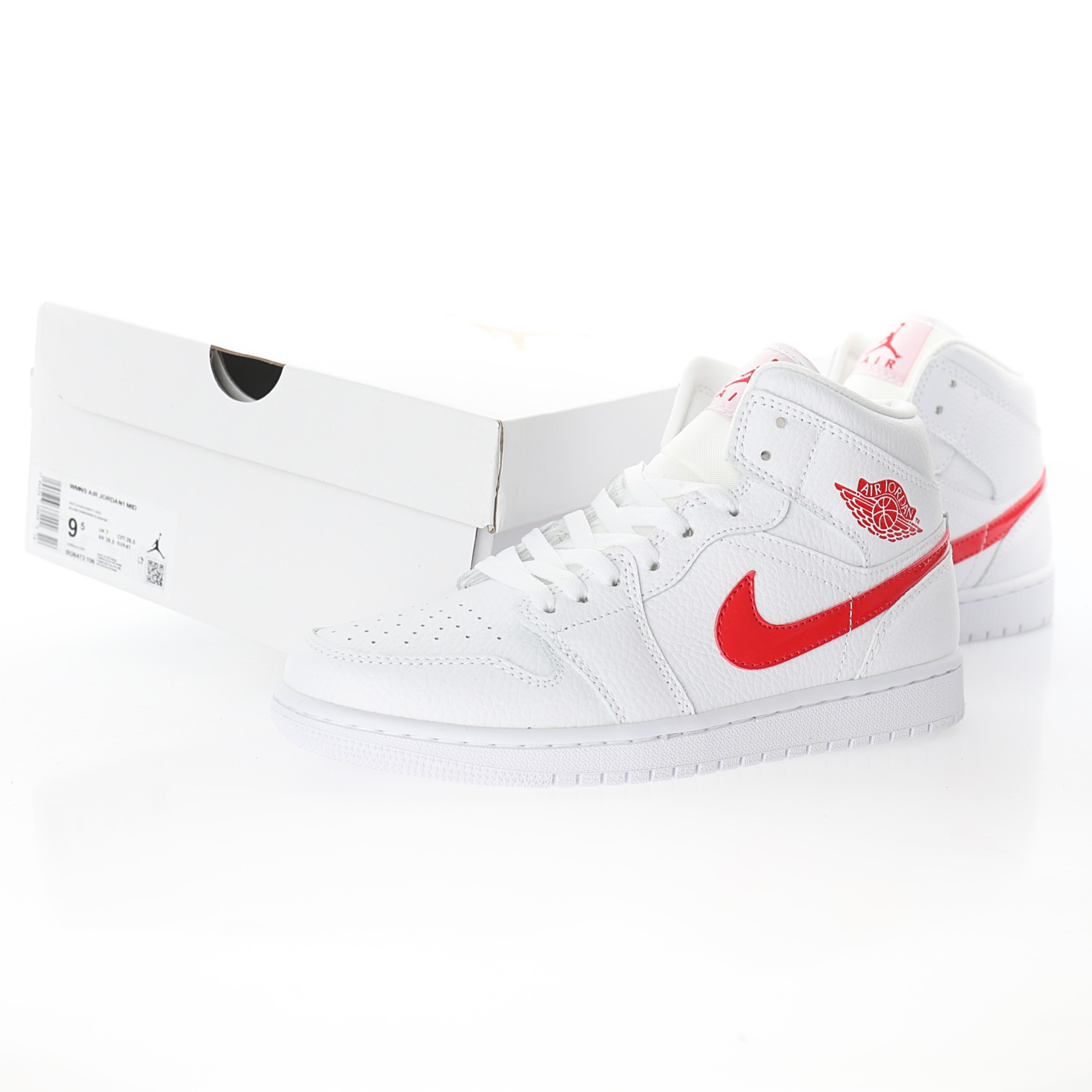 NIKE Wmns Air Jordan 1 Retro Mid"University White/Red"