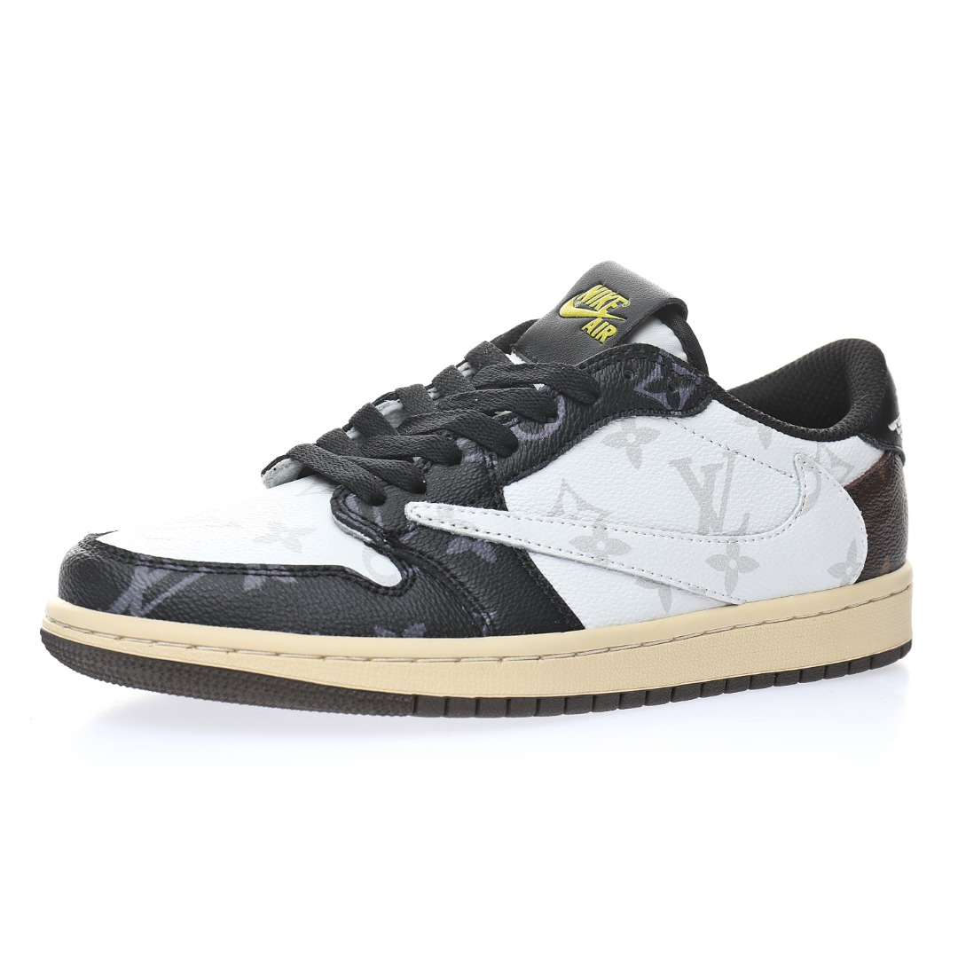 Louis Vuitton x Travis Scott x Nike Air Jordan 1 Low OG SP"Black/White/Monogram"