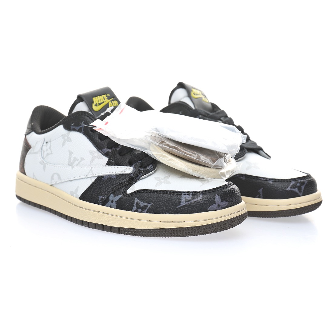 Louis Vuitton x Travis Scott x Nike Air Jordan 1 Low OG SP"Black/White/Monogram"