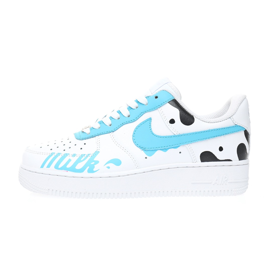 Nike Air Force 1 07 LV8"White/Black/Blue Milk Cow"