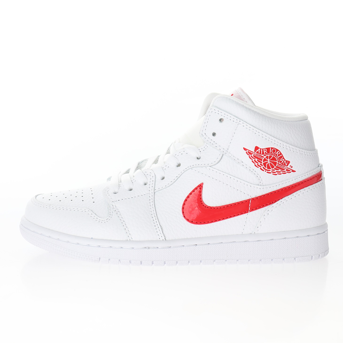 NIKE Wmns Air Jordan 1 Retro Mid"University White/Red"