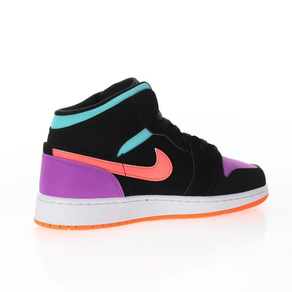 Air Jordan 1 Mid SE GS "Black Orange Purple Multi-Color"
