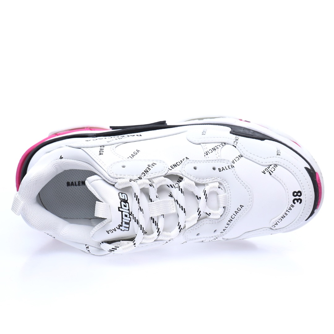 Balenciaga Triple S Clear Sole Sneaker"White/Pink/Black LOGO"