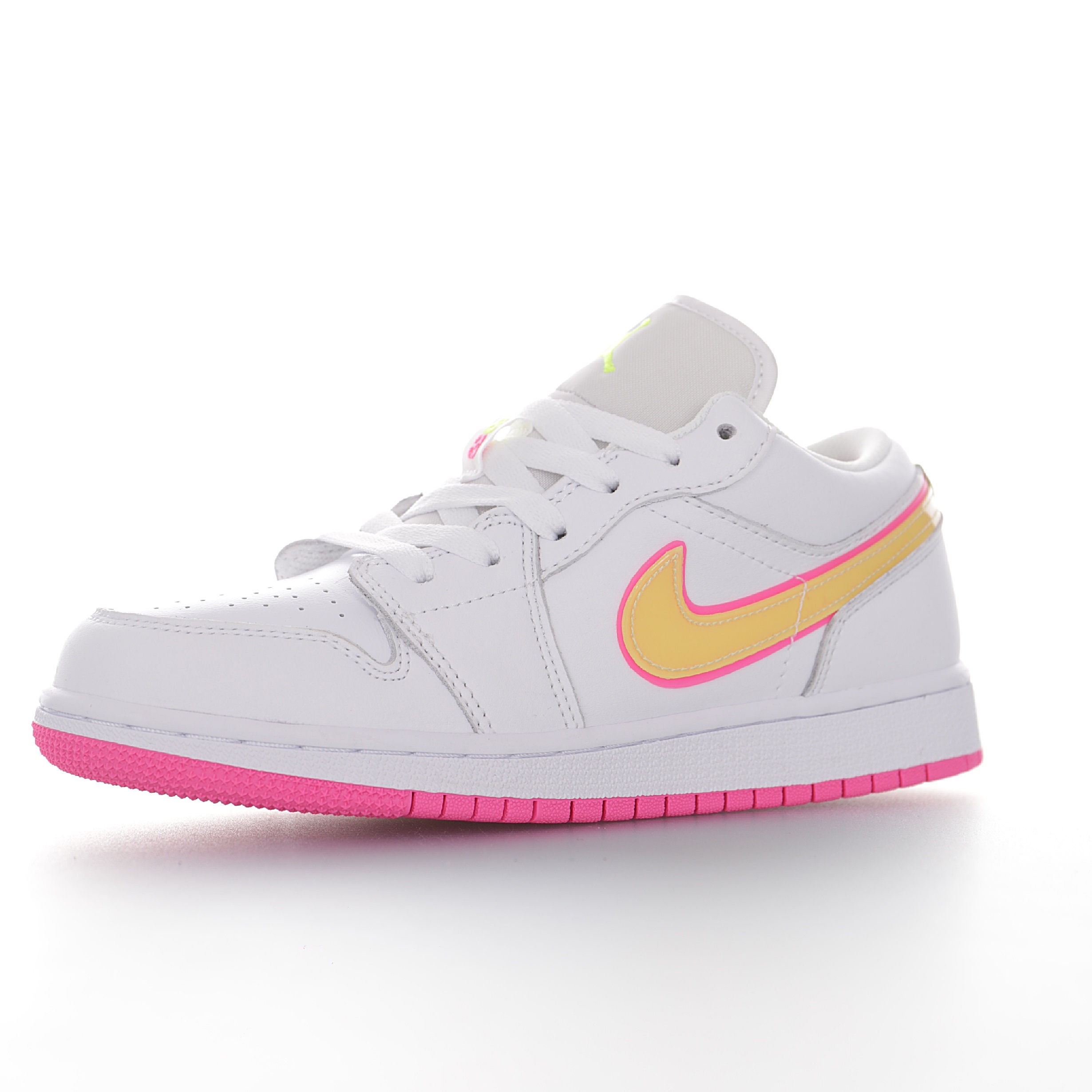 Nike Air Jordan 1 Retro Low GS"White Pink Yellow Volt"