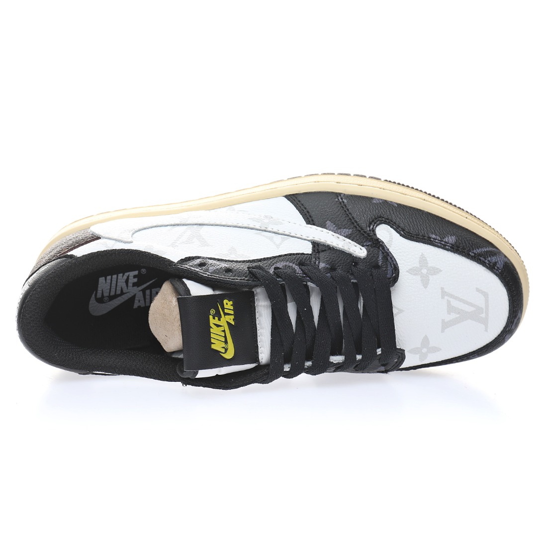 Louis Vuitton x Travis Scott x Nike Air Jordan 1 Low OG SP"Black/White/Monogram"