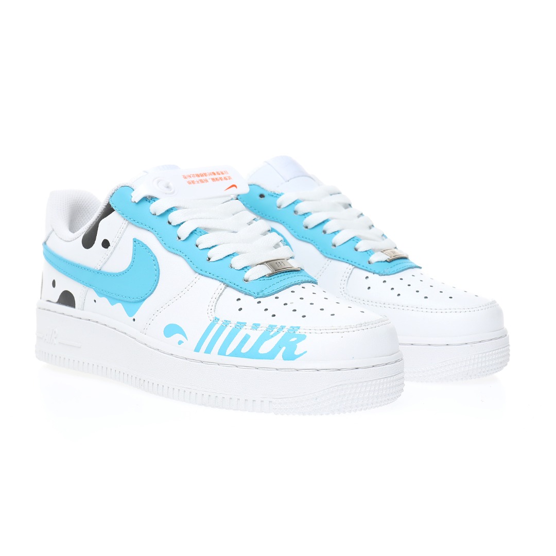 Nike Air Force 1 07 LV8"White/Black/Blue Milk Cow"